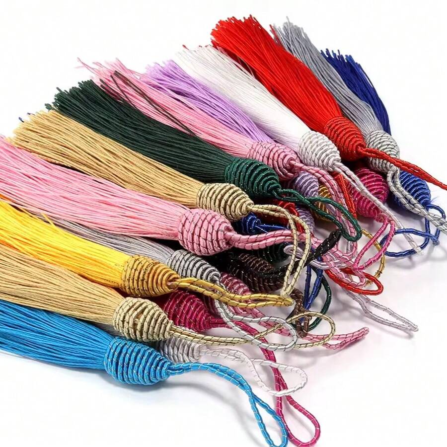 10pcs 13cm Polyester Silk Tassel Mixed Color Bookmarks, Curtain Sewing DIY Handicraft Decorative Hanging Ornaments - Tassels - View 1