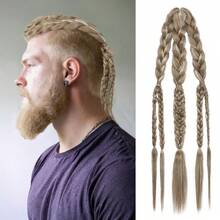 Viking Hair Extensions For Men, 24" Handcrafted Clip In Braided Ponytail Hairpiece For Halloween Viking Costume Renaissance Warrior Accessories - Multicolor - View 17