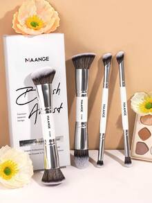 MAANGE Bộ cọ trang điểm chuyên nghiệp 4 món bao gồm cọ má hồng, cọ phấn phủ, cọ nền, cọ tán màu, cọ phấn mắt, cọ che khuyết điểm, cọ highlight, cọ tạo khối và các dụng cụ trang điểm khác, tiện dụng tại nhà hoặc khi đi du lịch, quà tặng lý tưởng cho phụ nữ và bé gái. - Nhiều màu - Xem 2