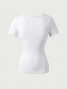 休闲优雅短袖圆领上衣，适合日常穿着、通勤、外出，春夏白色 - 白色 - 查看 7