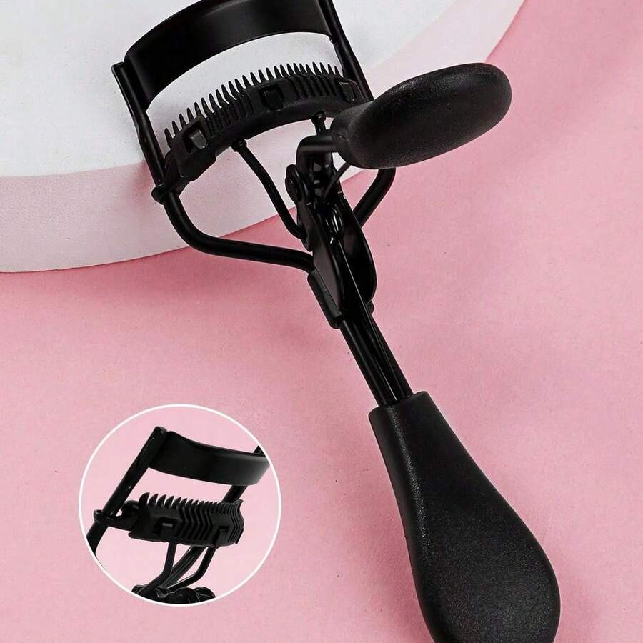 1pc Portable Stainless Steel Eyelash Curler With Comb, Black, Pinch And Hold For Natural Looking Lash Curl - Nhiều màu - Xem 1