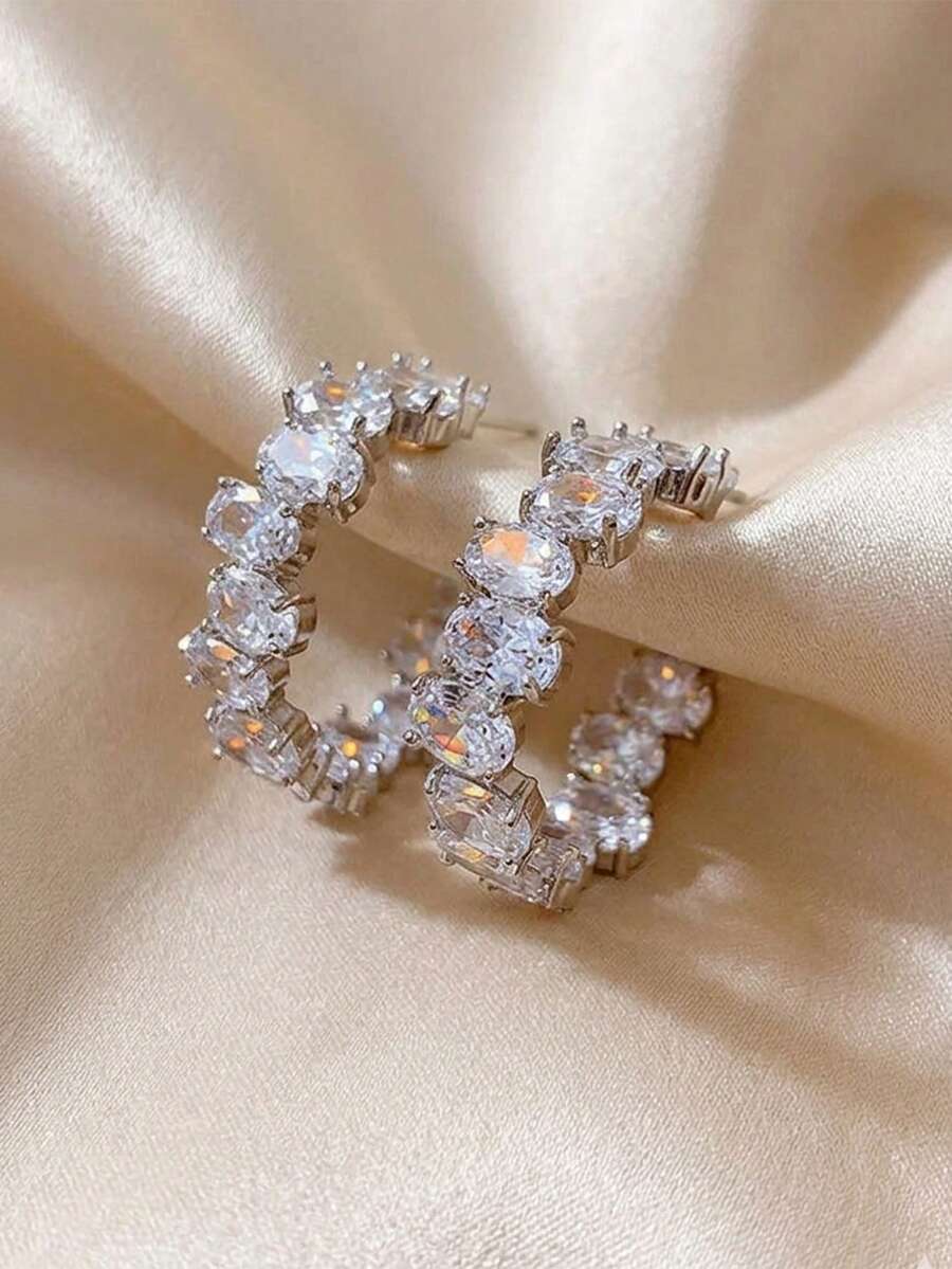 rakol 方晶鋯石裝飾圓耳環