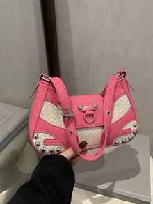 Túi xách cá nhân hóa thời trang mới, phối màu độc đáo, đính đinh tán, kiểu dáng cổ điển và đa năng, thích hợp cho nữ giới trẻ, sinh viên, người mới vào nghề và nhân viên văn phòng. Rất phù hợp cho công sở, trường đại học, đi làm, kinh doanh, đi lại, hoạt động ngoài trời, du lịch và dã ngoại. - Nhiều màu - Xem 4