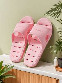 Quick-Dry Breathable Bathroom Slippers, Non-Slip Soft-Sole Indoor Sandals, Unisex Hollow-Out Slides - Pink - View 11