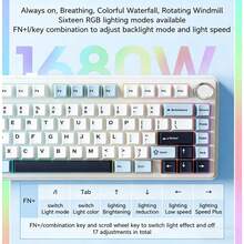AULA F75 75% Wireless Mechanical Keyboard, Hot-Swappable Custom Keyboard With Knob, RGB Backlit, Pre-Lubed Linear Switches, 2.4GHz/Type-C/BT5.0 Connectivity, Gaming Keyboard - View 11