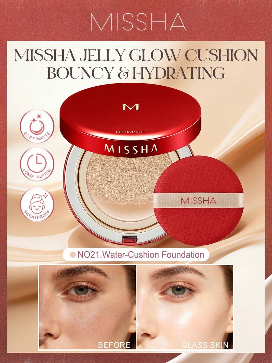MISSHA BB霜气垫粉底 SPF45 PA+++ - 完美遮瑕保湿，韩式气垫粉底打造无瑕肌肤，CC霜，提亮遮瑕防晒 | 焕发光彩，遮瑕，美白保湿，节日必备，玫瑰少女魅力，圣诞礼物，时尚美妆品牌，返校季，新娘妆，夏季，情人节，假期 - 保濕-21號亮白 - 查看 1