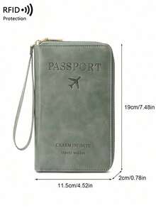 CHARM INFINITE Travel Passport Wallet RFID Blocking Creative Design Zipper Closure Multiple Card Slots Wrist Strap For Airplane Tickets Credit Cards Travel Organizer Beach Vacation Summer Gift - 綠色 - 查看 9