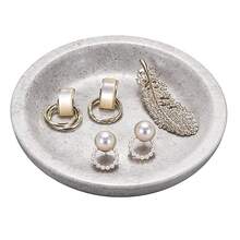 Tray Natural TraVe..Rtine Trinket Dish Entry Table Nightstand Organizer Bowl Decorative Round Ring Holder For Necklace Earrings Candles Key Plate Home Decor - Gray - 查看 9