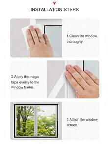 1片自粘式窗纱网，防蚊虫，免打孔可拆卸透气蚊帐，适用于客厅和卧室窗户 - 黑網黑邊 - 查看 8