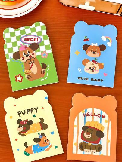 INS Cute Cartoon Dog Mini Notebook, Portable Pocket Memo Notebook, Lovely Special Shaped Soft Cover Notebook For Students