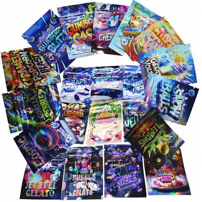100 piezas Bolsa de plástico de almacenamiento resellable, mini bolsa Mylar de 1g, bolsa a prueba de olores para caramelos exóticos y gomitas, bolsa con cierre hermético de 2.36x3.15 pulgadas con ventana, efecto holográfico arcoíris 3D a prueba de agua