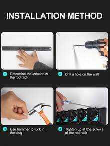 BILLINGS 钓竿架，钓竿支架，垂直壁挂式钓竿架，可容纳9根钓竿或组合竿，适用于大多数直径为3-19毫米的钓竿 - 彩色 - 查看 4