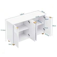 Sideboard With Four Molded Doors, Adjustable Interior Shelves, Metal Handles And Ball-Shaped Legs. - 白色 - 查看 2