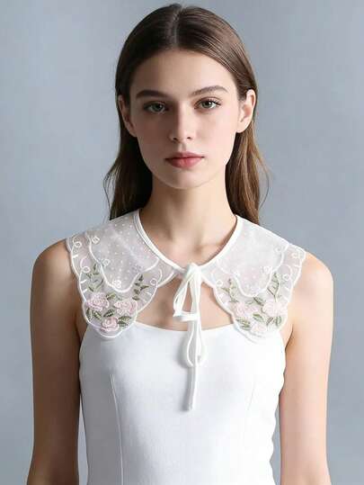  قلادة زخرفية مزيفة مطرزة باللؤلؤ للنساء، الإصدار الكوري مع التنورة، طوق صغير، إكسسوارات مزينة بالترتر قطعة واحدة