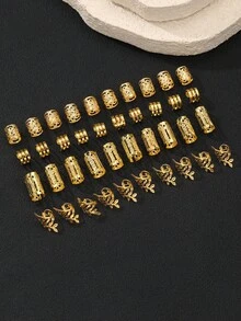 40个装女士时尚朋克街头嘻哈镂空发箍，金色音乐节发饰，适合日常、节日、派对、度假、夏季、假日、旅行、波西米亚风格、爪夹、发夹、生日 - 金色 - 查看 4