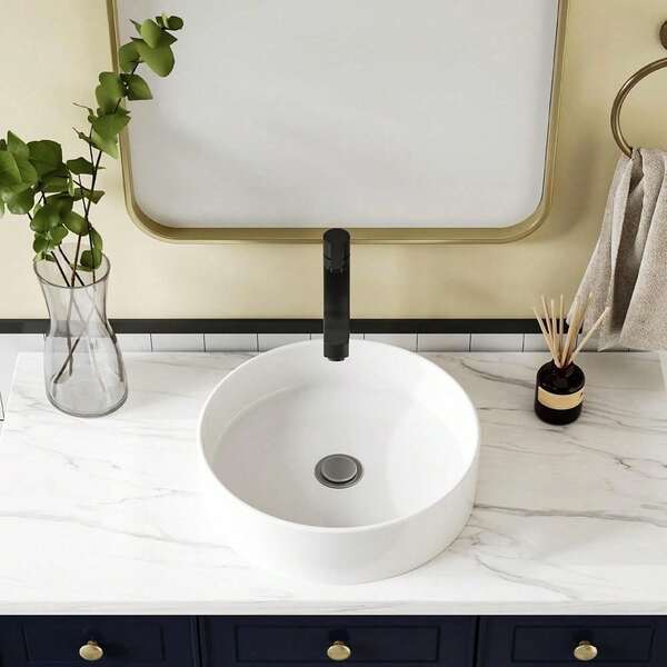 Baño artístico rectangular / redondo vaso de cerámica Baño - moderno de vanidad encimera, lavabo de porcelana, por encima del mostrador o instalar debajo.