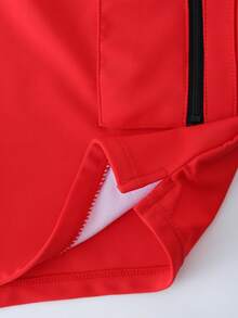 Plus Size Men's Sexy Swim Trunks With Front Pockets & Zipper, Beach Shorts Sports - Red - View 2