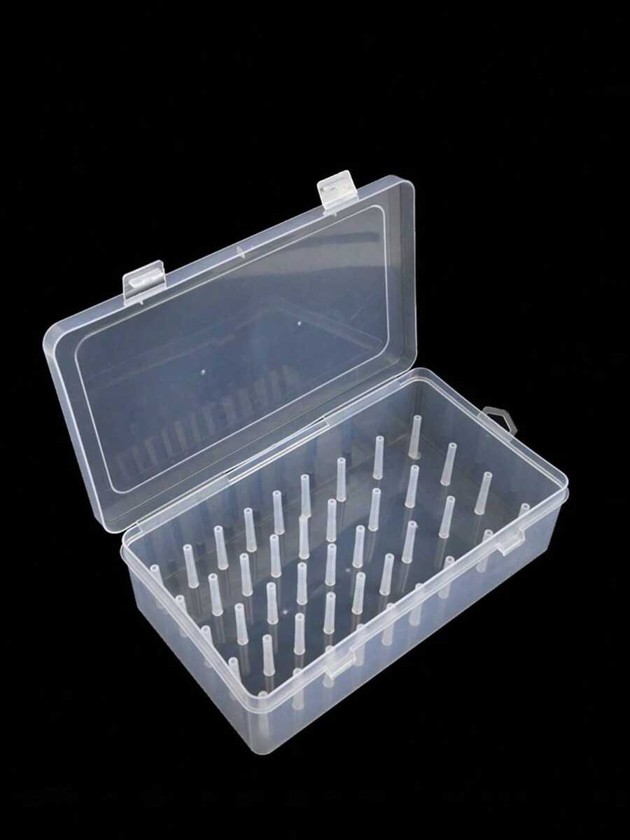 1pc 42-Spool Sewing Thread Storage Box, Transparent Plastic Spool Holder, Embroidery Storage Box, Embroidery & Sewing Tool Kit Box, Portable Large Capacity Needle Case, Handheld Sewing Box, Suitable For DIY Sewing, Embroidery, Quilting Accessories. - Multicolor - View 1