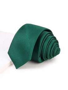 1条时尚休闲深绿色窄款领带，2.8英寸宽，韩式商务领带，适合男士佩戴，可用于婚礼、毕业典礼、情人节等场合。 - 墨綠色 - 查看 6