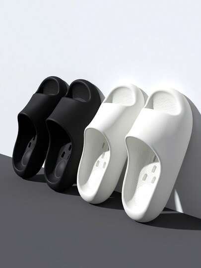 Women's Summer Indoor Non-Slip Thick Bottom Hollow Bathroom Shower Lightweight Soft Bottom Solid Color Slip-On Slippers