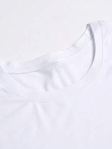 Men Summer Cute Cartoon Printed Round Neck Short Sleeve Casual T-Shirt, Boyfriend Gift, For, White Graphic Tee100% Cotton - 白色 4 - 查看 3