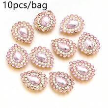 10pcs/Pack Iron-Based Acrylic Hand-Sewn Rhinestones, Shiny Water Drop Shaped Rhinestones 7X10mm For Crown Jewelry DIY, Flat Bottom - Water Droplet Rhinestone - View 11