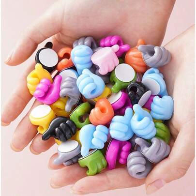 1/2/5/10 piezas Organizador de cables con forma de pulgar (color aleatorio), clips de gestión de cables de escritorio convenientes, ganchos adhesivos sin perforación, adecuados para escritorio, hogar, electrodomésticos de cocina, dormitorio, oficina - Clips organizadores de cables