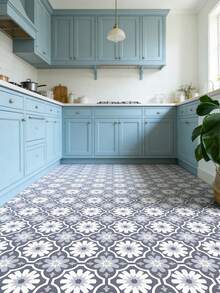 WoStick 10pcs 11.81"X11.81" Removable Self-Adhesive Waterproof Floor Stickers, Suitable For Rental Bedroom Laundry Room, Moroccan Pattern - Patterned Tile Flooring - View 12