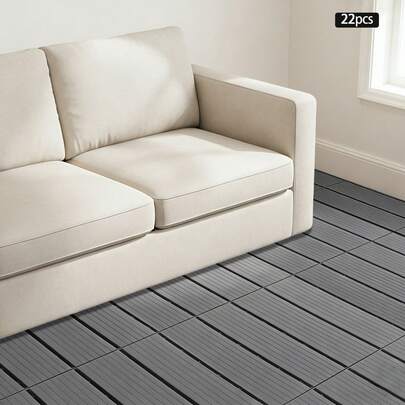 SHIOUCY 22-Pack Kunststoff-Decks, 12"x12" Terrassenbodenplatten, Wasserbeständig für Innen- und Außenbereiche, Polypropylen-Bodenfliesen für Terrassendecken, Pools, Garten, Weichen Rasen, Grau