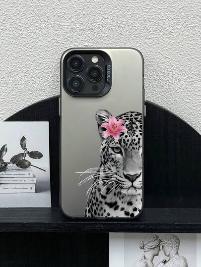 غطاء هاتف مقاوم للصدمات بطبعة زهرة الليلك والنمر الأنيق، متوافق مع أجهزة آبل