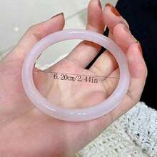 1pc Pink Faux Jade Bangle Bracelet, Sweet & Versatile Jade Bangle Bracelet For Women Under 75kg, A Great Gift For Girlfriend, Mother - 粉色 - 查看 2