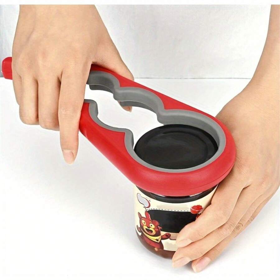 4-In-1 Household Bottle Opener, Simple Handle Design, Anti Slip Rotating Bottle Cap Opening Tool, Suitable For Bottle Caps And Can Caps, Kitchen Accessories, Essential For Home Cooking WQH2 - 查看 1