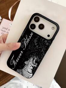 1个个性化蕾丝字母豹纹图案防震黑色液态直边TPU手机壳，适用于 16 Pro Max/16/16 Pro/16 Plus/15/15 Pro Max/15 Pro/11/12/13/14 Pro Max/11 Pro/11 Pro Max/12 Pro/12 Pro Max/13 Pro/13 Pro Max/14 Pro/14 Pro Max，软壳，优雅 - 彩色 - 查看 3