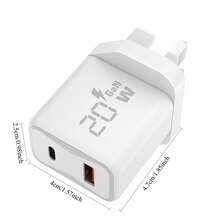 Cargador de pared de carga rápida GaN 20W PD Dual Type-C 1C1A con enchufe del Reino Unido, cargador rápido compatible con iPhone 12/13/14/15/16/17/Pro/Pro Max/Plus/X/SE3 Pro, Galaxy S25/S24 y otros dispositivos para el Día de los Caídos y el inicio del verano - Ver 7