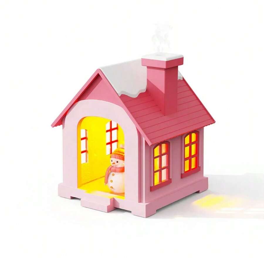 Essential Oil Diffuser With Cartoon House Design, Colorful Ambient Night Lights, USB Powered, Charming Air Humidifier For Home, Gifts For Children OKQJ - Snowhouse Pink - View 1