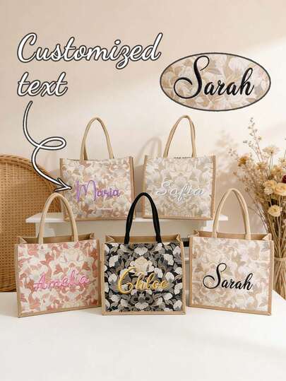Customized Embroidered Tote Bag, Personalized Customization, Customized Name, Canvas/Linen Tote Bag, Mother's Day Gift, Bridesmaid Gift Bag, Single Party Gift