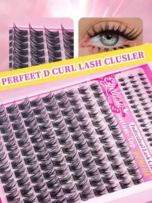 136/160/220片卡通浓密自然款假睫毛，刺猬头造型，含下睫毛，DIY睫毛嫁接，6-16mm D卷度混合长度蓬松簇状猫眼水润效果假睫毛，分段式假睫毛，下睫毛，单根睫毛，可重复使用，适合在家、派对和庆典中打造浓密、自然、迷人的睫毛效果。 - D - 查看 7