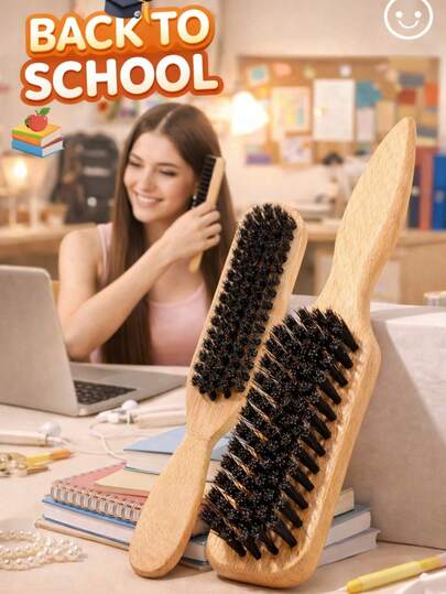 Cepillo de pelo de cerdas de jabalí profesional, adecuado para peinados de cola de caballo y moño elegantes, control del cabello rebelde y los pelos sueltos, cepillo para esponjar y peinar con paleta ancha para seccionar y separar, excelente regalo de Navidad y Día de San Valentín para hombres y mujeres