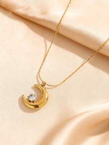 New Arrival Moon & Crescent Pendant Necklace, European And American Niche Design Elegant Choker - Gold - View 5