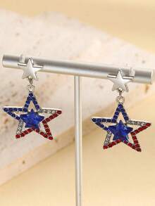 American Independence Day Star-Shaped National Flag Earrings, Independence Day Earring Pendant - Multicolor - View 2