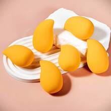 6/12 Pcs Mango Shape Makeup Sponge, Soft Wet & Dry Dual-Use Cosmetic Puff For Foundation, Cream, Beauty Sponge For All Skin Tones, Ideal Makeup Tool For Travel & Daily Use - Yellow - View 3