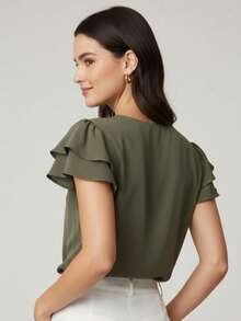 Blusa Feminina Elegante - Verde Militar - Visão 2