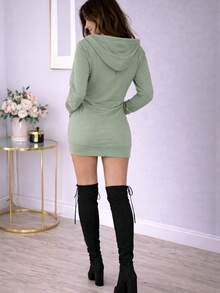 Vestido tipo sudadera - verde menta - Ver 4