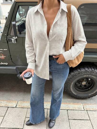 QIANZHIDU Camisa de mujer de manga larga con rayas verticales sueltas, casual de oficina, elegante y madura, camisa de otoño, camisa elegante de mujer, atuendo de primavera, camisa de fiesta de mujer, camisa casual de mujer, camisa de mujer