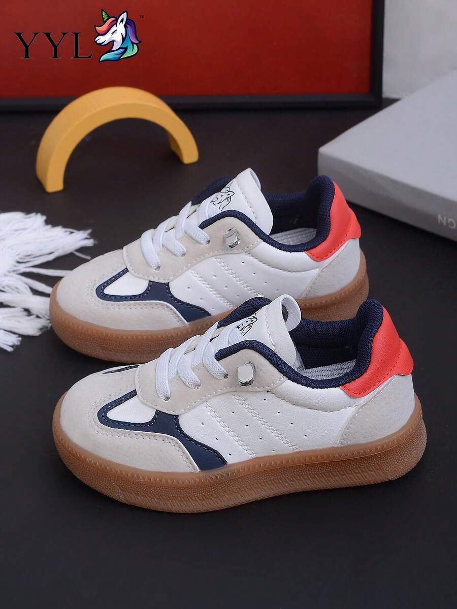 Fashionable Comfortable Slip-On Baby Sneakers, Lightweight Non-Slip Wear-Resistant Easy To Match, Campus Style, Molded Construction Stable Foot Support, Suitable For Daily Wear - Beige - View 1