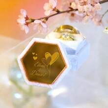 Personalized Laser Engraved Double Slot Acrylic Top Ring Box, Velvet Ring Box, Custom Hexagonal Ring Box, Luxury Ring Box, Engagement Ring Box, Antique Ring Box, Proposal Ring Box - Multicolor - View 12