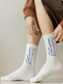 5双男女通用复古字母船袜 | 四季皆宜的中性休闲袜 - 彩色 - 查看 4