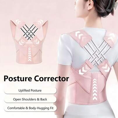 男女通用背部矫正器，肩部矫正器，可调节全背支撑，缓解上背部和下背部疼痛 - 脊柱侧弯、驼背、胸椎矫正器 - 可调节、透气矫形支具 - 无缝上背部、脊柱、颈部和肩部支撑 - 适合日常佩戴，稳定锁骨 - 促进健康姿势，防止驼背