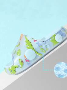 儿童拖鞋，男童夏季室内软底防滑卡通可爱恐龙图案幼儿凉鞋 - 藍色 - 查看 6