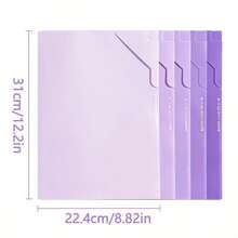 Vibrant Ombre L-Shaped File Folder, Durable Material, Large Capacity For Exam Papers Organization, Suitable For School Supplies, Office And Home - Transparent Plastic File Bag With Label Slot | Essential Back-To-School Tool - Multicolor - View 2
